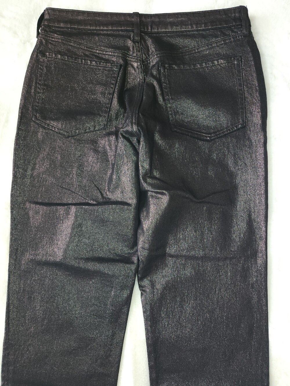 Old Navy OG Straight High-Rise Ankle Metallic Black Jeans - Picture 7 of 8